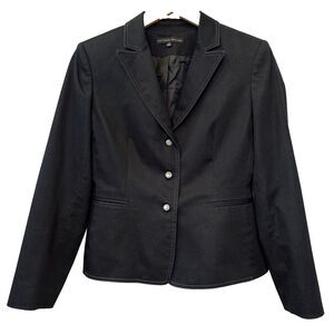 Antonio Melani Jacket Womens 6 Solid Black Fitted‎ Blazer Career Professional